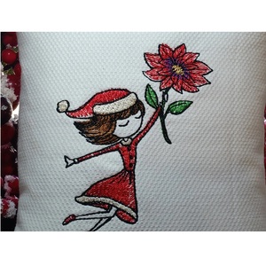 Handmade Christmas <b>Cushion</b> Covers with Machine Embroidered Holiday Style on Sale Winter Decor Christmas Tree & Ball Ornaments! - Product Image 5