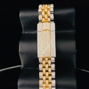 Hoàn toàn Iced của phụ nữ 31mm Hai giai điệu màu hồng quay số moissanite kim cương Đồng hồ đeo tay cho phụ nữ Analog quay số sang trọng xem cho vợ - Product Image 2