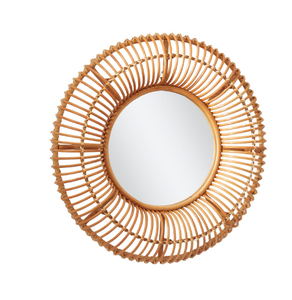 Miroir décoratif vintage fait à la main miroir mural en rotin de luxe pour salon maison hôtel bureau décoration murale - Product Image 1