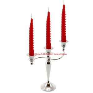 Bougeoir à bougie chauffe-plat argenté attrayant en candélabre en métal pour les fêtes de Noël Restaurant et candélabres de décoration de mariage - Product Image 5