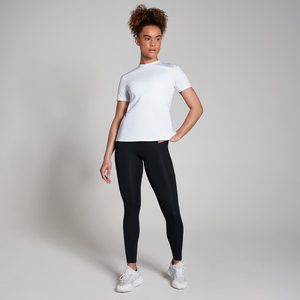 Camiseta blanca ajustada para gimnasio para mujer, ropa deportiva de entrenamiento de secado rápido, Camiseta deportiva de manga corta, camiseta con logotipo personalizado al por mayor - Product Image 3