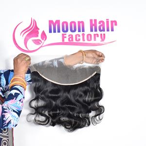 Super Calidad Estilo Templo Indio Estilo Cabello Aspecto Natural Onda del cuerpo Frontal Suave y sedoso Cantidad disponible en la India para la venta - Product Image 2