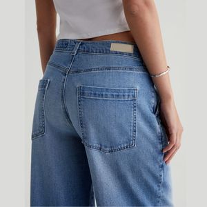 กางเกงขากว้างทรงตรงย้อนยุคสำหรับผู้หญิงกางเกงยีนส์ลำลองซักทรงหลวม - Product Image 6