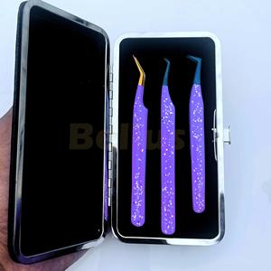 Pinzas para pestañas Herramienta de belleza Pinzas aplicadoras de pestañas injertadas de acero inoxidable Pinzas para extensión de pestañas Logotipo personalizado - Product Image 4