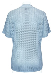 Pull en maille ajourée personnalisé pour femme, coupe confortable, col en V, manches papillon, fin, avec ceinture offerte, décontracté, été, OEM/ODM 64% - Product Image 2