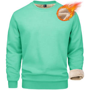 Hot Selling Men's Crewneck Sweatshirt <b>Long</b> <b>Sleeve</b> 100% Cotton Custom Printed Full Sherpa Lined Fleece Embossed Winter - Product Image 3