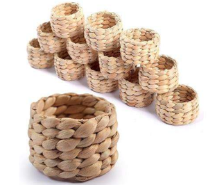 Anneaux de serviette en jacinthe d'eau tissés à la main Décor de table rustique écologique pour les mariages, les restaurants et les repas à la maison - Product Image 4