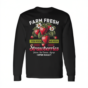 Camiseta de Manga Larga con Diseño Vintage de Fresas Frescas de Granja, Producto Promocional - Product Image 2