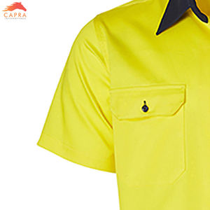 T-shirt de sécurité en polyester haute visibilité Tissu tricoté en satin de qualité Polos d'avertissement de sécurité réfléchissants respirants en coton - Product Image 6