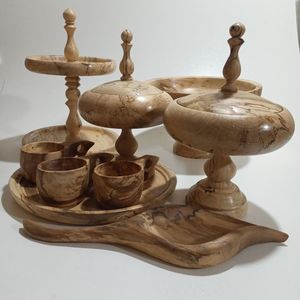 ชุดน้ำชาทำจากไม้มะพร้าวพร้อมหม้อและถาดทำโลโก้10ชิ้นทำมือ100% หรูหราทันสมัย - Product Image 1