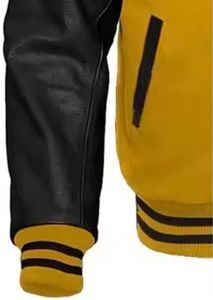 Vestes de baseball vintage en laine pour hommes avec manches en cuir et patchs brodés rayés personnalisés pour l'automne et l'hiver - Product Image 3