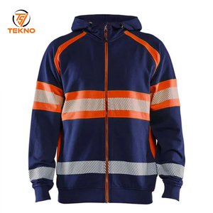 เสื้อฮู้ดแขนยาวสำหรับผู้ชายเสื้อฮู้ดกันน้ำมีซิปทำงานมีซิปสะท้อนแสง - Product Image 1