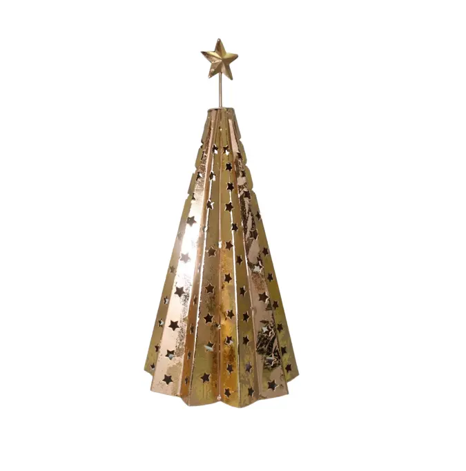 Groothandel Bulk Elegante Goudfolie Kleur Metalen Ijzer Decoratieve X-Mas Boom Voor Kerstfeest Decoraties