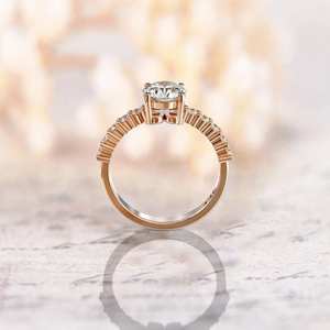 Elegante Anillo de Compromiso de Moissanita de 1 Quilate, Anillo de Boda Solitario de Oro Blanco de 14K con Corte Redondo para Mujer, Venta al por Mayor - Product Image 3