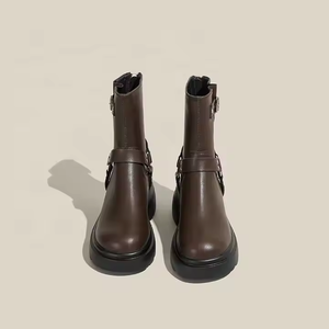 Giày Martin nữ, giày nữ <span class=keywords><strong>2025</strong></span>, giày đi bộ mùa đông mới, mũi tròn, gót dày, chất liệu da - Product Image 6