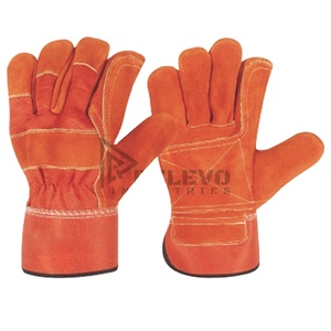 Gants de travail en cuir de vachette orange avec double renfort, pouce volanté, anti-coupure, pour soudure et usage industriel hivernal - Product Image 1