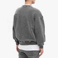 Sudadera Personalizada de Felpa Francesa de 500 g/m², Cuello Redondo, Color Negro Lavado, Diseño Vintage, Estampado 3D, Bordado, Impermeable, para Otoño