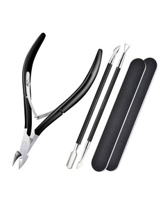 Kit de manucure avec pince à cuticules, repousse-cuticules et lime, outils en acier inoxydable, style classique portable pour adulte - Product Image 1