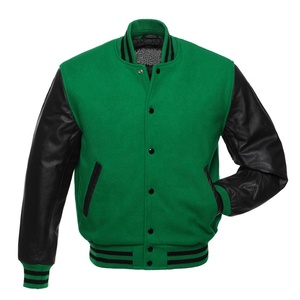 Veste universitaire unisexe brodée sur mesure en polaire avec manches en cuir Vente en gros Bomber de baseball pour la saison d'hiver - Product Image 3