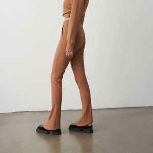 Chándal acampanado de lavado ácido desgastado con patrón sólido personalizado con capucha informal con apliques bordados para la temporada de primavera - Product Image 5