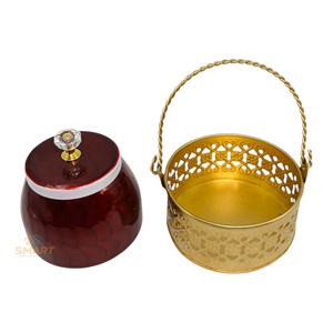 Conteneur de fruits secs en fer imprimé Pichwai Design pour pot de stockage de nourriture Festival & Gifting - Product Image 1