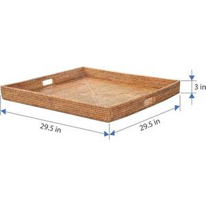 Kouboo La Jolla Bandeja de ratán marrón miel extra grande Elegante bandeja decorativa - Product Image 4