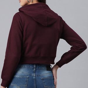 Venta al por mayor 2024 impresión personalizada en blanco color sólido Fitness Yoga Zip Up ropa de gimnasio mujeres Crop Top Sudadera con capucha OEM ODM con servicio - Product Image 3