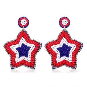 Pendientes de cuentas de bandera americana de moda colgantes de gota de borla de EE. UU. para mujeres y niñas accesorio patriótico del 4 de julio de la India - Product Image 5