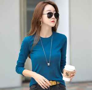 OEM personalizado de alta calidad 100% algodón camiseta de mujer Casual sólido estampado de manga larga bordado de cuello redondo talla grande polar - Product Image 1