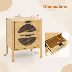 ขาตั้งกลางคืนทำจากไม้ไผ่ขนาดเล็กพร้อมคุณสมบัติอัจฉริยะและกระจกด้านหน้าสำหรับเก็บของในห้องนอนและมีสไตล์สำหรับใช้ในบ้าน - Product Image 4