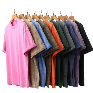 Camiseta de manga corta vieja de peso pesado de algodón de alta calidad camiseta vintage de algodón con hombros caídos lavados batik suelta para hombre - Product Image 6