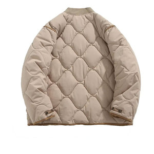 Pakistan Manufacturer Supply New Design Simple Blank Solid Color Custom Waterproof <b>Canvas</b> Stand Winter Puffer <b>Jacket</b> for <b>Man</b> - Product Image 2
