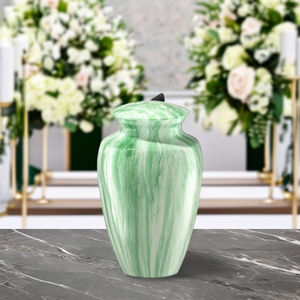 <b>Large</b> Size Decorative Funeral Cremation <b>Urns</b> & Keepsake for Adult Ashes Solid Alloy Metal Marble Finishing Wholesale Burial <b>Urns</b> - Product Image 4