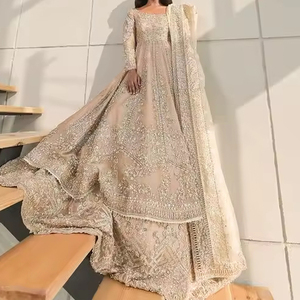 2024 Collection de mariage belle soie Anarkali Lehenga Choli Dupatta ensemble avec broderie lourde perles de verre en cristal Dabka travail - Product Image 1
