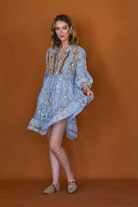 Vestido de Fiesta de Manga Tres Cuartos Bordado para Mujer, Estilo Dulce, Cintura Natural, Tejido Ecológico - Product Image 3