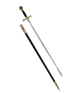 Espada Ceremonial Masónica HAND MARICLES con Funda de Cuero, Hoja de Damasco de Alta Calidad, Empuñadura de Latón, Personalizable OEM - Product Image 3