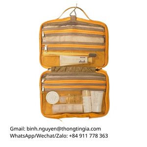 กระเป๋าเครื่องสำอางแบบพกพาพับได้แบบตะขอแขวนและกระเป๋าจัดระเบียบหลายช่องสามารถปรับแต่งได้จากเวียดนาม - Product Image 2