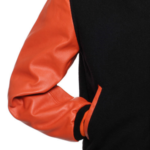Nueva venta al por mayor de encargo de alta calidad últimos diseños de manga larga de cuero 2025 Letterman bordado Varsity chaqueta para los hombres - Product Image 3