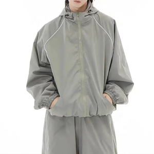 Conjunto de Chaqueta Cortavientos de Nailon Personalizable con Logotipo, Estilo Deportivo, Holgado, para Hombre y Mujer, Talla Grande, Chaqueta Cortavientos de Invierno - Product Image 2