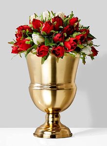 Florero decorativo de oro, urna, jarrones dorados para centros de mesa, jarrón de Metal para decoración del hogar, bodas, fiestas, arreglos florales - Product Image 6
