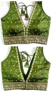 Modern Blouse Has Zari , Thread Work and Handwork Ready to Blouse Has Froent Open Pattern and Beautiful Knot Summer - Product Image 3