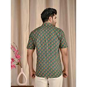 Chemise décontractée en coton 100% à imprimé floral vert avec col boutonné, tissu popeline respirant, taille XL - Fournisseur ODM - Product Image 6