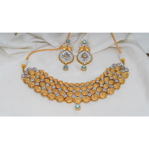 Conjunto de Collar chapado en oro sólido de 24 quilates hecho a mano con piedras transparentes de Zarcon para boda o compromiso conjunto de joyería nupcial para mujer - Product Image 5