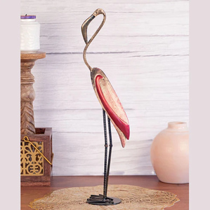AK-Grand décor artistique de table oiseau en laiton avec finition dorée et rose, pièce maîtresse en métal pour décoration intérieure/décor de restaurant - Product Image 1