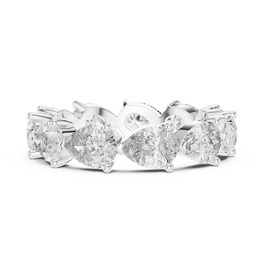 LUXURY Certified Lab Grown PEAR CUT Diamond ETERNITY Band 18KT WHITE Gold <b>Rhodium</b> Plated Engagement Wedding Everyday <b>Ring</b> - Product Image 4