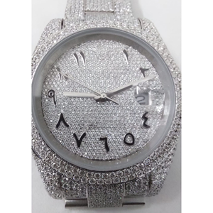 Montre-bracelet élégante et luxueuse en acier inoxydable avec des diamants cultivés en laboratoire VVS Clarity Accessoire d'affaires de style Hip Hop - Product Image 1