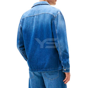 Veste en jean grande taille à la mode pour hommes veste en jean enduite décontractée d'automne avec broderie personnalisée en tissu veste en jean délavé décoration - Product Image 4