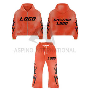 Vente en gros de pantalons de survêtement évasés deux pièces pour hommes avec sweats à capuche et ensembles de jogging - Product Image 5