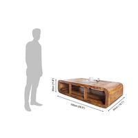 Table basse élégante en bois massif courbé et armoires de salon de style farmhouse moderne - Meubles uniques