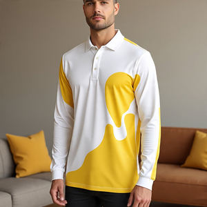 Polo a rayas con sublimación personalizada para hombre, de cuello vuelto Camiseta con estampado, Polo personalizado con línea a rayas para hombre - Product Image 4